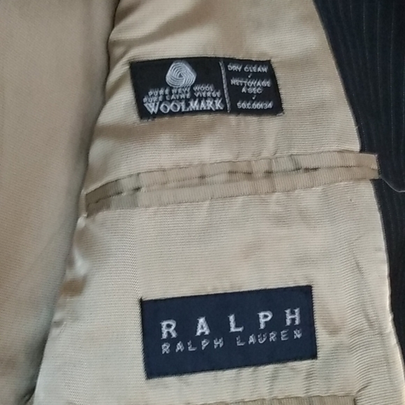 Lauren Ralph Lauren Wool Navy Pinstripe Blazer Made in Canada 38 - Picture 3 of 6